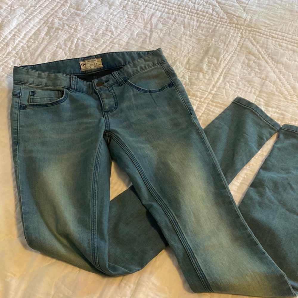 Free People Light Wash Stretch Denim Skinny Jeans Sz 26